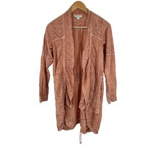 Sundance Moonlight jacket cardigan eyelet‎ lace small terracotta pink